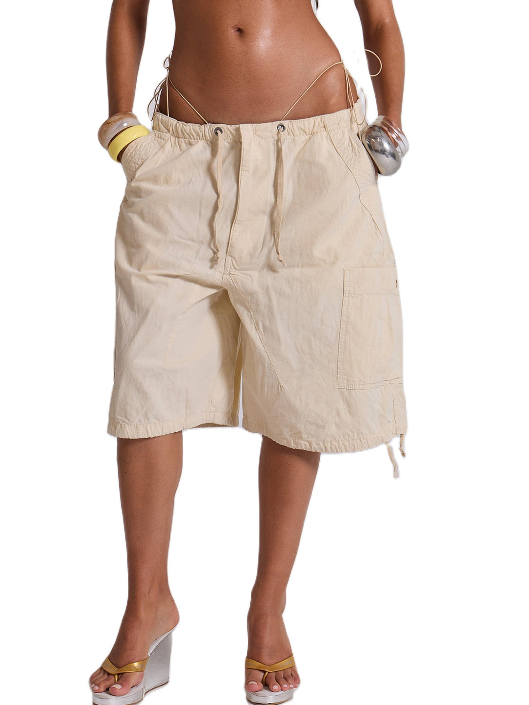 Women's Casual Short Cargo Shorts with Adjustable Waistband and Practical Pockets Lisslune