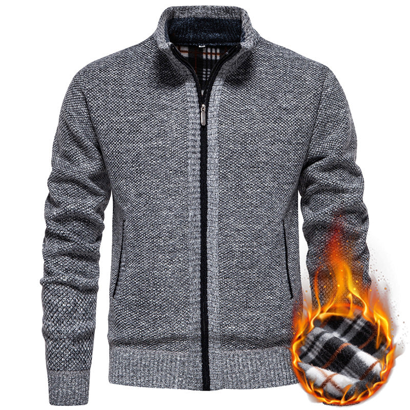 Men's stylish cardigan with high collar and practical pockets Lisslune