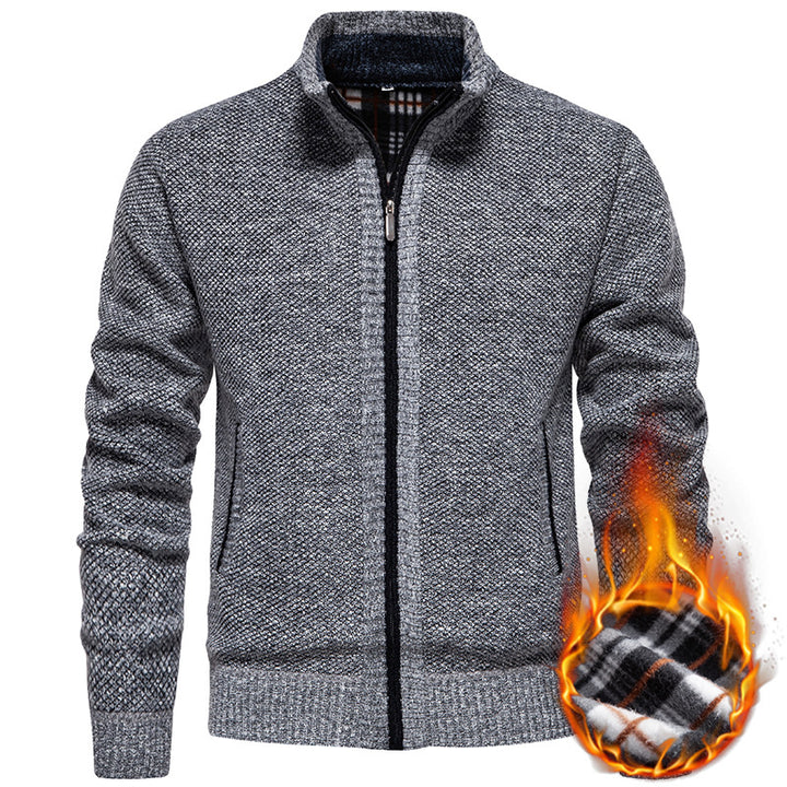 Men's stylish cardigan with high collar and practical pockets Lisslune