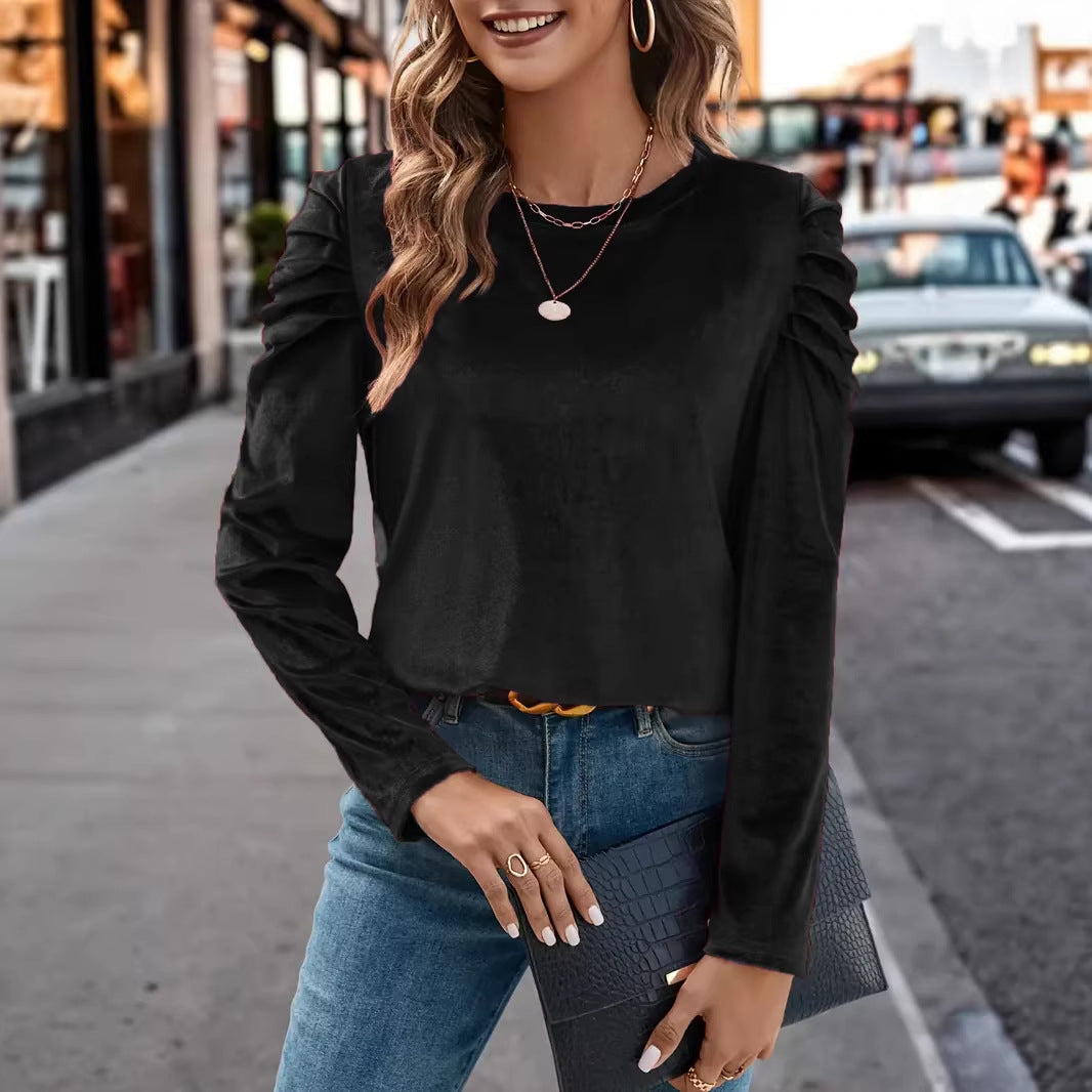 Damen Elegantes Langarmshirt mit Raffungen Lisslune