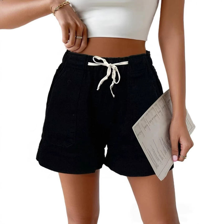 Ladies Casual Denim Shorts with Elastic Waistband Lisslune