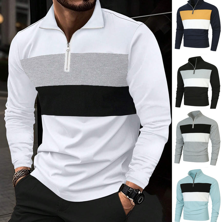 Men's stylish sweater with zipper and color block design Lisslune