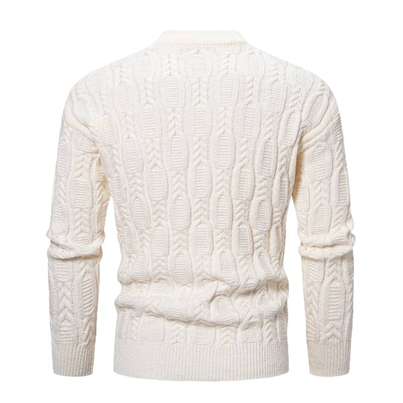 Men's chunky knit sweater with modern cable pattern and round neck Lisslune