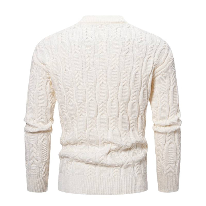 Men's chunky knit sweater with modern cable pattern and round neck Lisslune