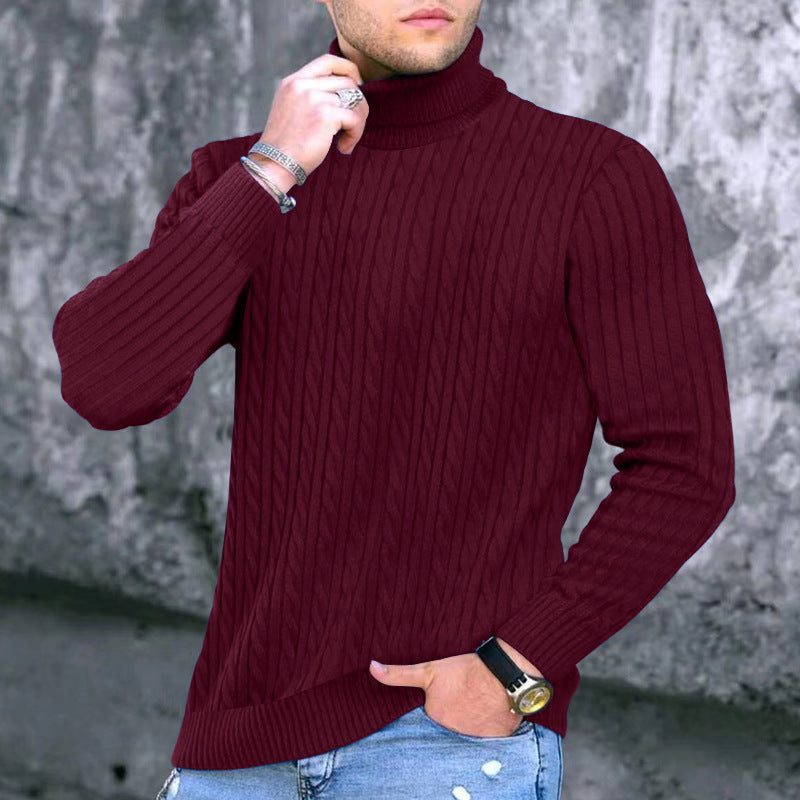 Men's modern turtleneck sweater with textured design Lisslune