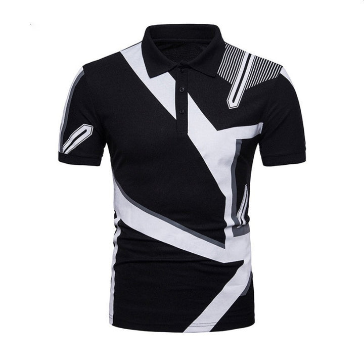 Men's Sporty Polo Shirt with Creative Graphic Design and Distinctive Cut Lisslune