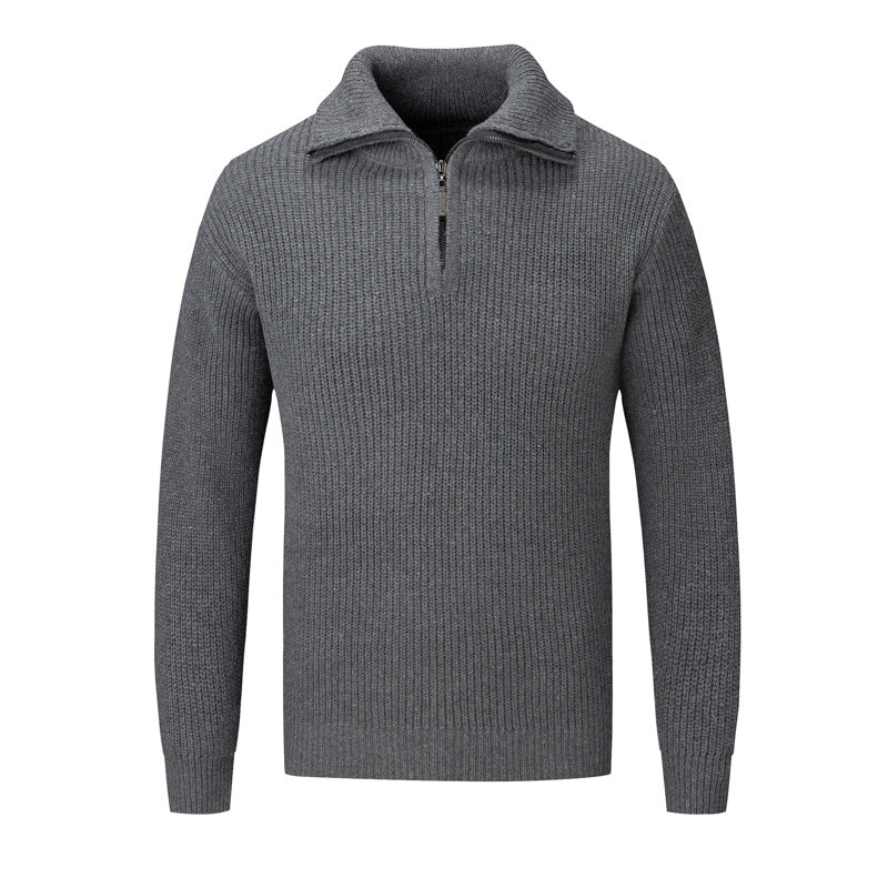 Men's Fashionable Knit Pullover with Half Zipper and Textured Design Lisslune