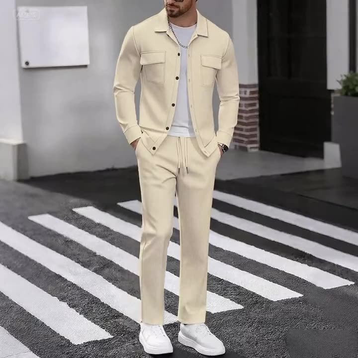 Men's casual tracksuit with textured top and elastic waistband Lisslune