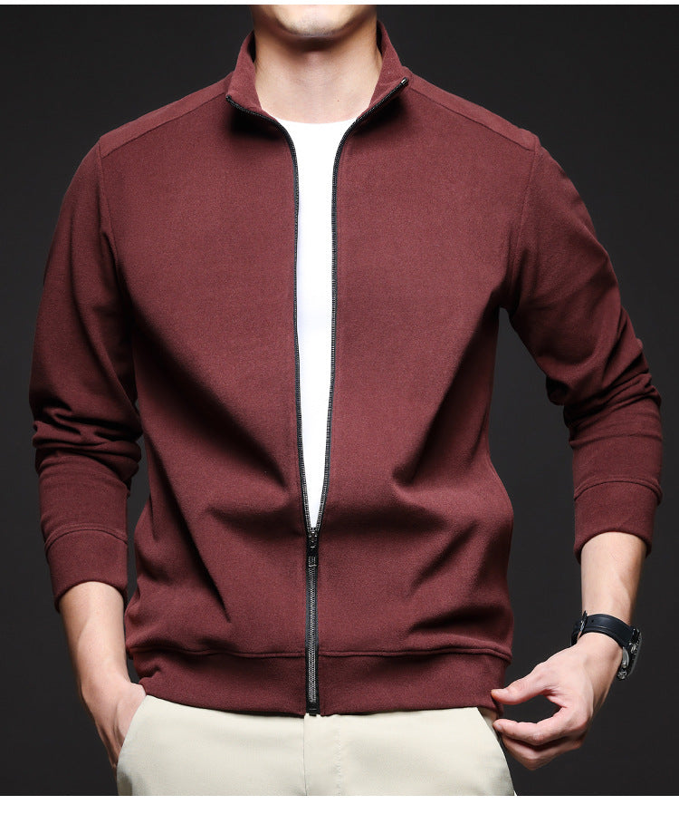 Men's Sporty Sweat Jacket with High Collar and Full Zip Lisslune