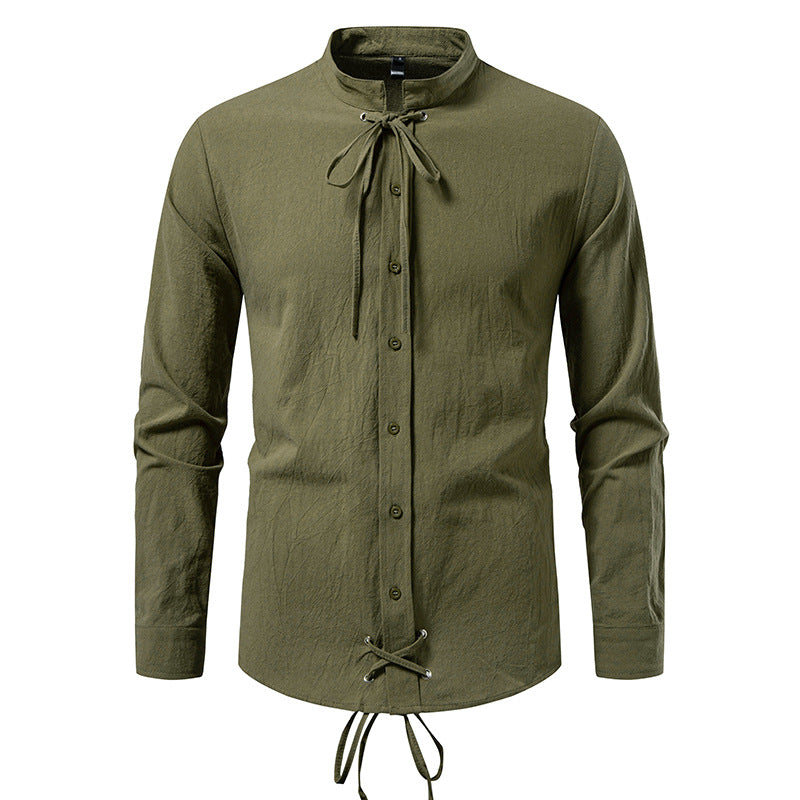 Men's Long Sleeve Shirt with Modern Drawstring Lisslune