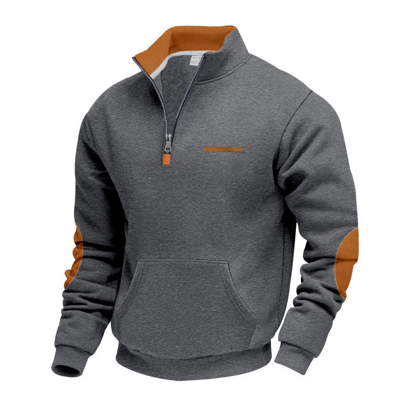 Men's hoodie with half zipper and color accents Lisslune