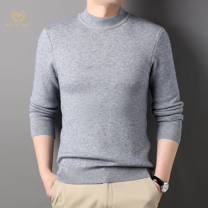 Men's Elegant Knit Sweater with Modern Stand-Up Collar Lisslune