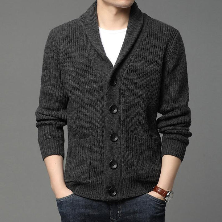 Men's cozy knit cardigan with stylish collar and functional pockets Lisslune
