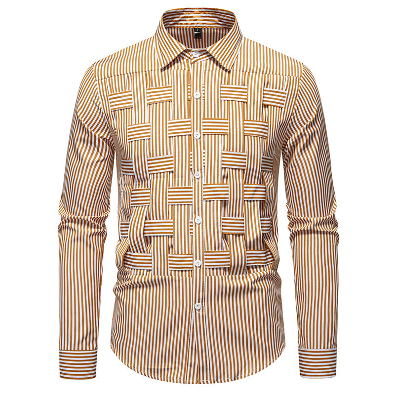 Men's long-sleeve shirt with modern check pattern Lisslune