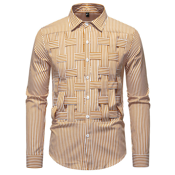 Men's long-sleeve shirt with modern check pattern Lisslune