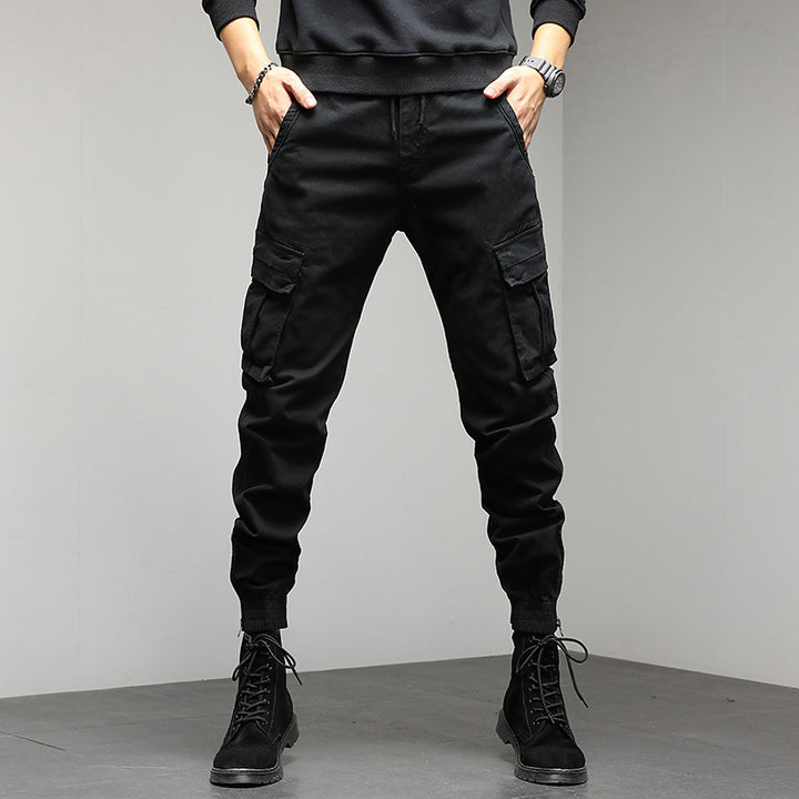 Men's cargo pants with elastic waistband and practical side pockets Lisslune