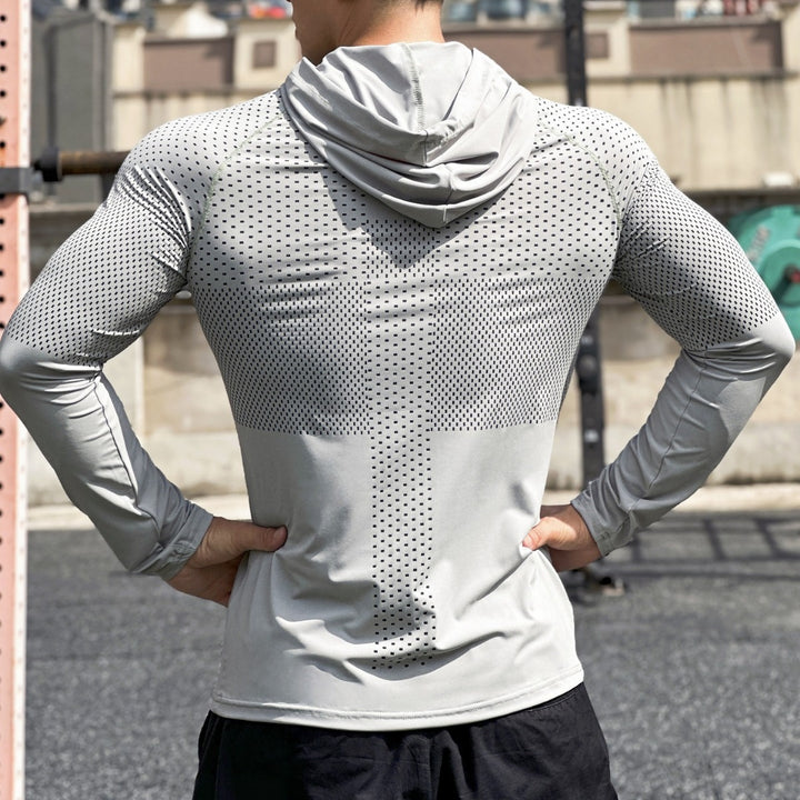 Men's Sporty Long Sleeve Shirt with Breathable Mesh Insert Lisslune