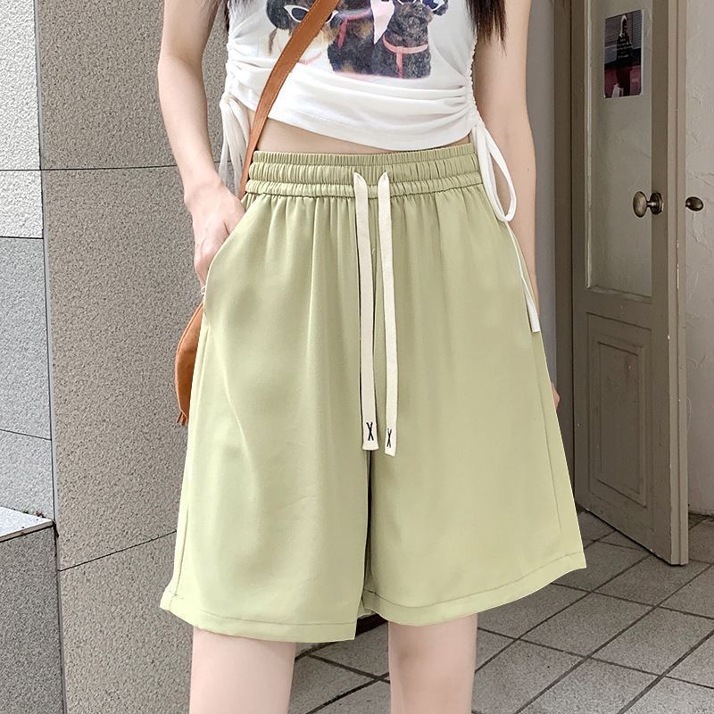 Women comfortable sports shorts with elastic waistband and decorative drawstring Lisslune