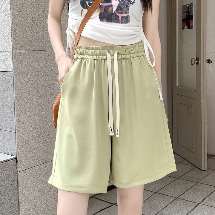 Women comfortable sports shorts with elastic waistband and decorative drawstring Lisslune