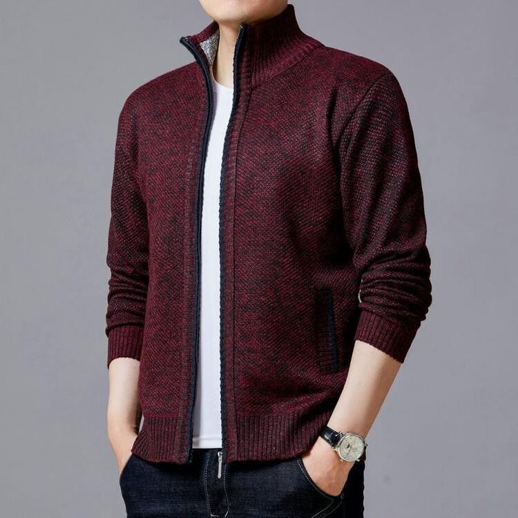 Men's cardigan with modern zipper and high collar Lisslune