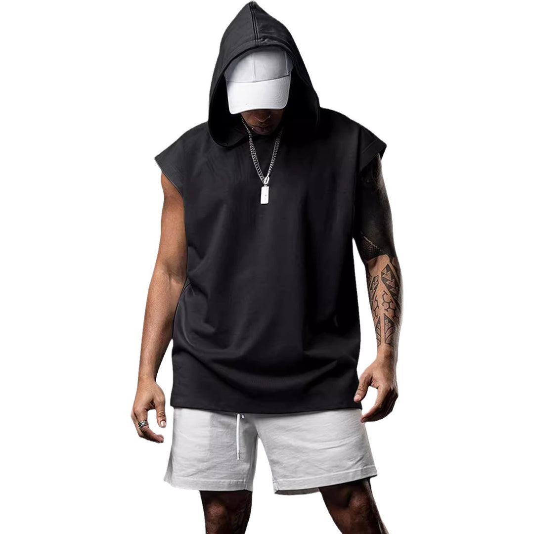 Men's sleeveless hoodie shirt made of high-quality cotton blend with fashionable cut Lisslune
