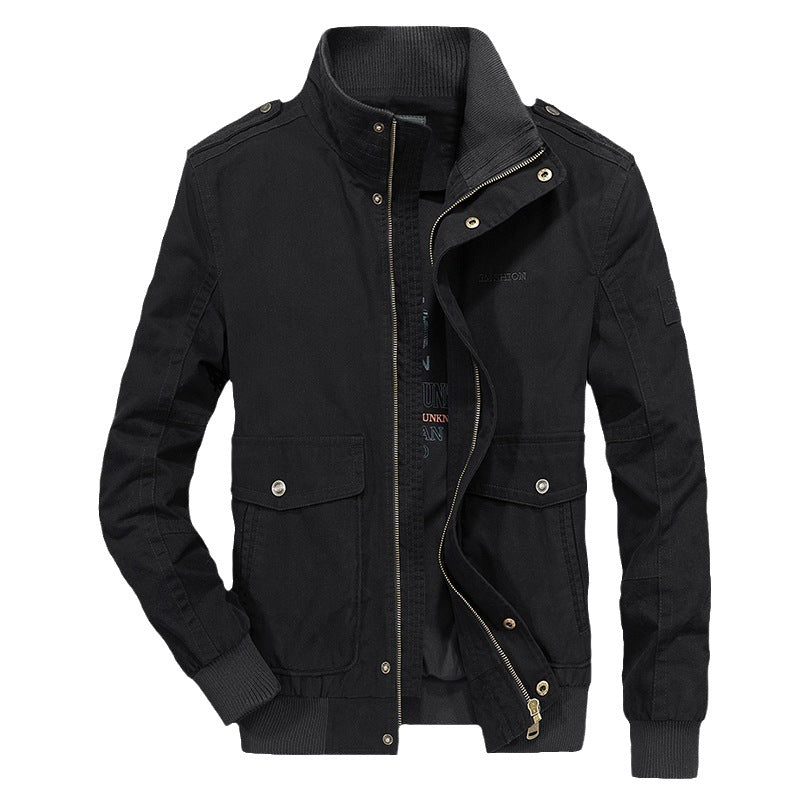 Men's Casual Utility Jacket with Adjustable Collar and Practical Pockets Lisslune