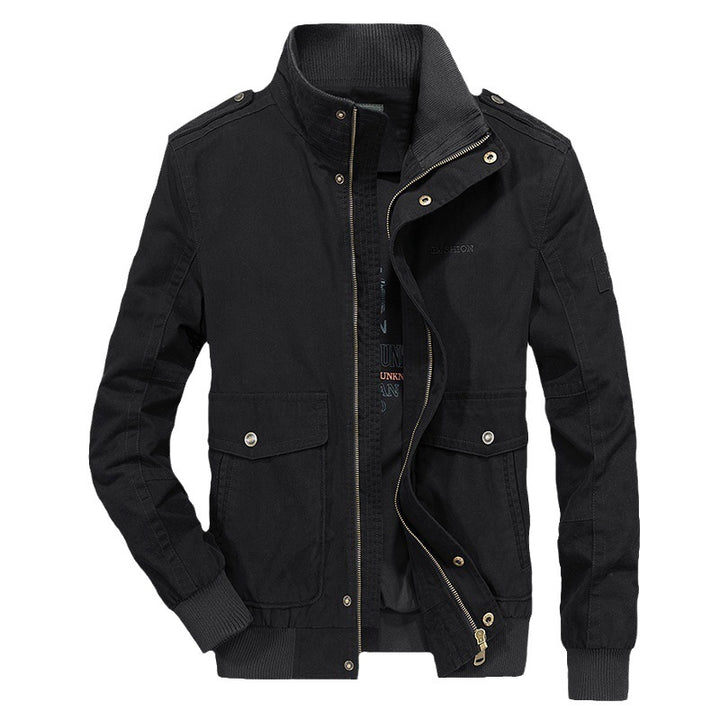Men's Casual Utility Jacket with Adjustable Collar and Practical Pockets Lisslune