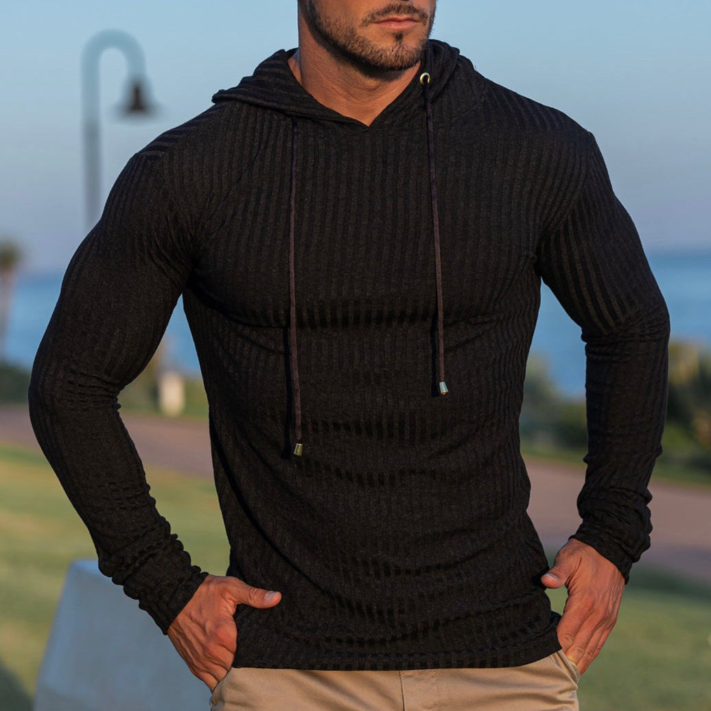 Men's casual hoodie with textured ribbed look Lisslune