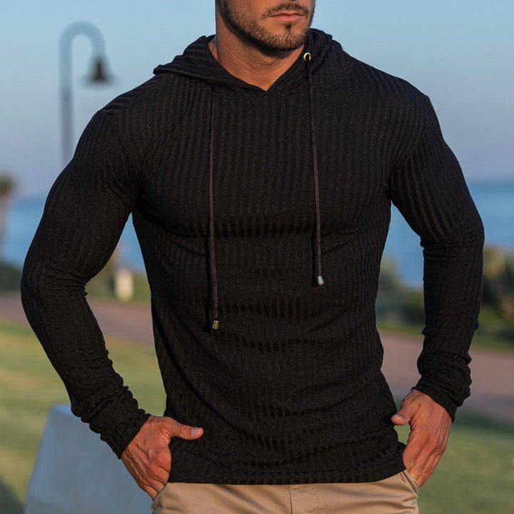 Men's casual hoodie with textured ribbed look Lisslune