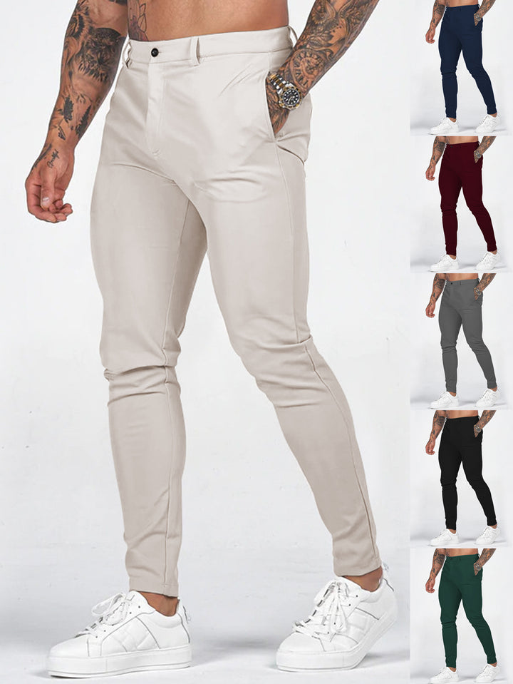 Men's modern Slim-Fit chinos with elastic waistband Lisslune