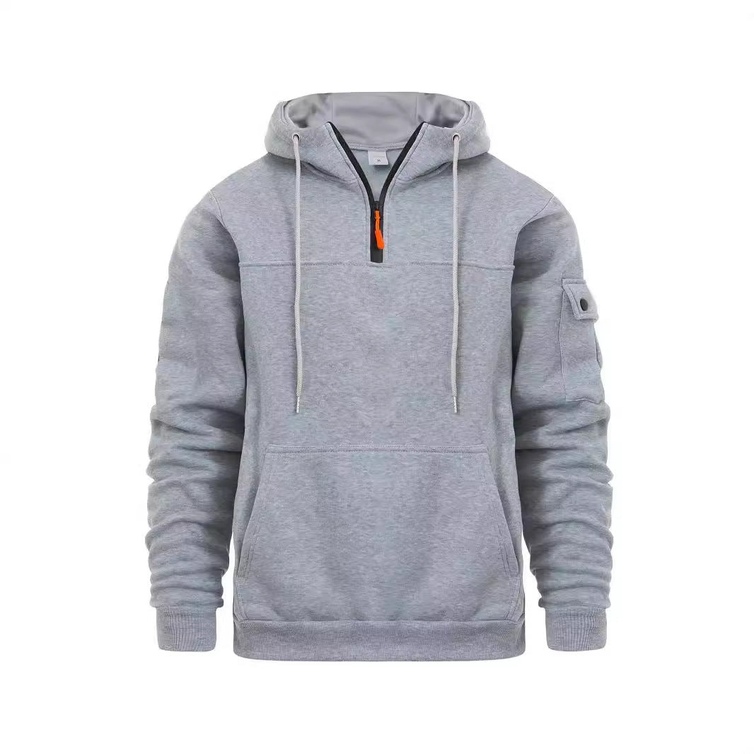 Men's Hoodie with Structured Cut and Functional Zip Pockets Lisslune