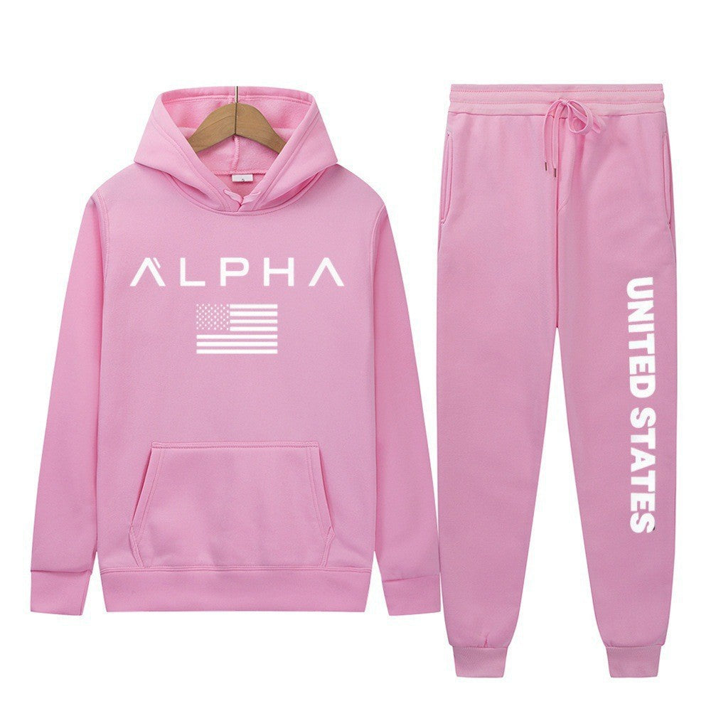 Women's hoodie and jogging pants set with creative front print and sporty cut Lisslune