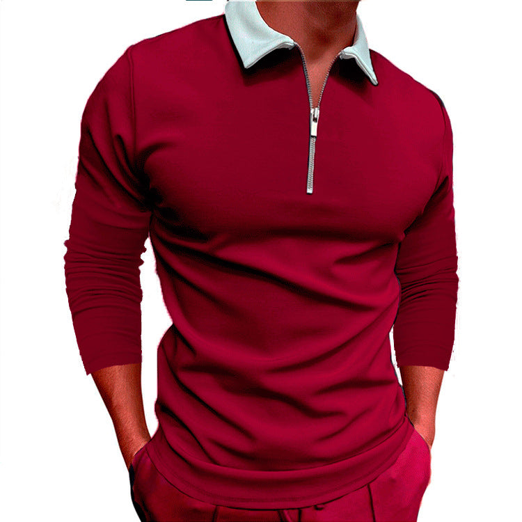 Men's sporty sweater with 1/4 zipper and contrasting collar Lisslune