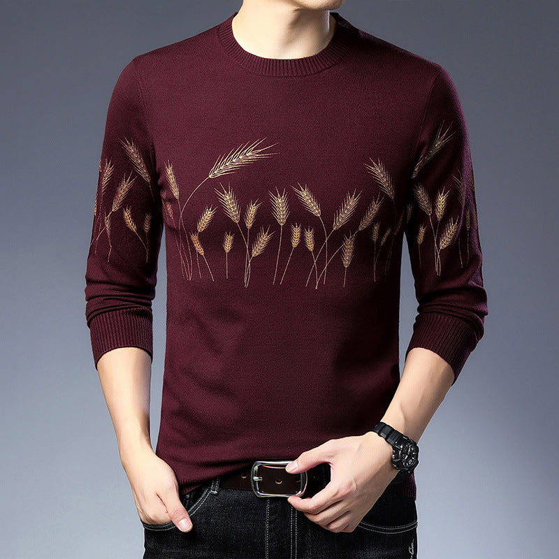 Men's knit sweater with elegant grain motif Lisslune