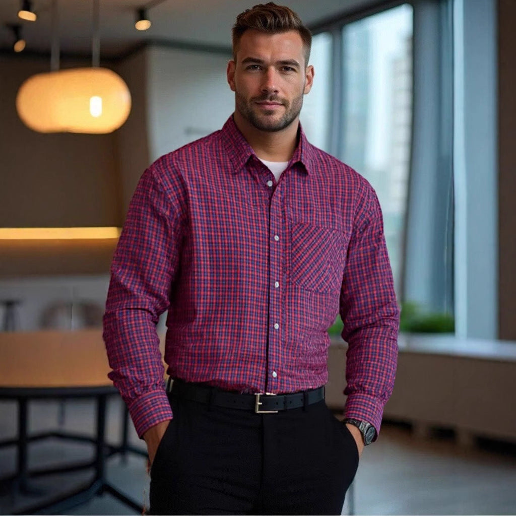 Men's Checked Cotton Shirt Lisslune
