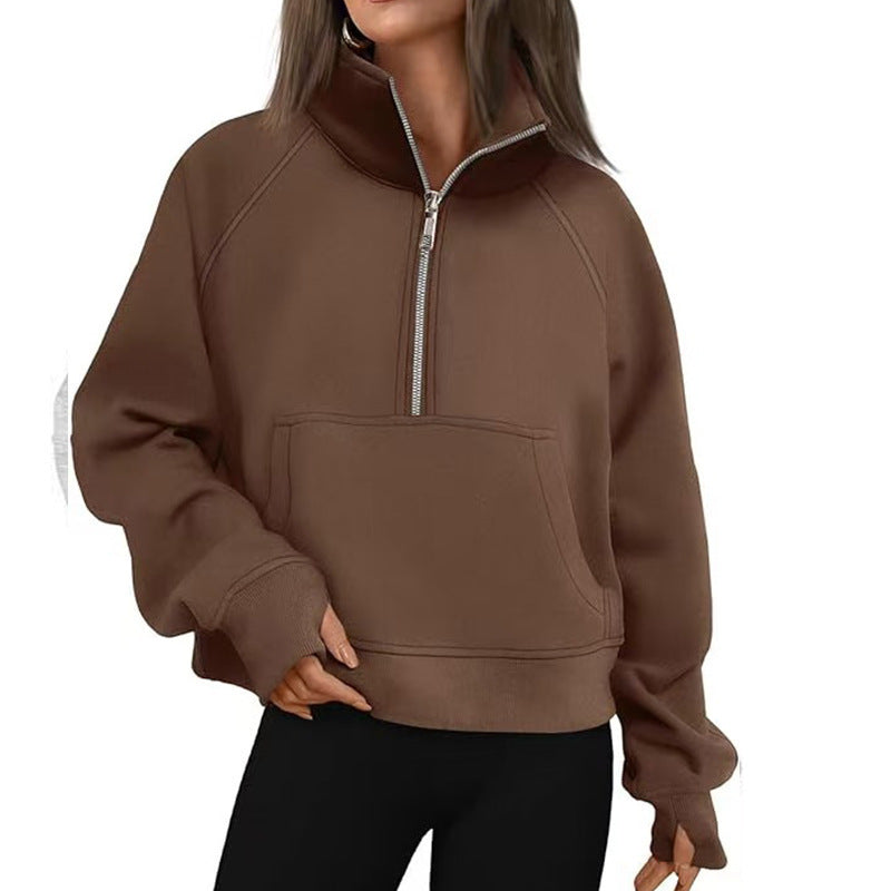 Women's Sporty Hoodie with High Collar Lisslune
