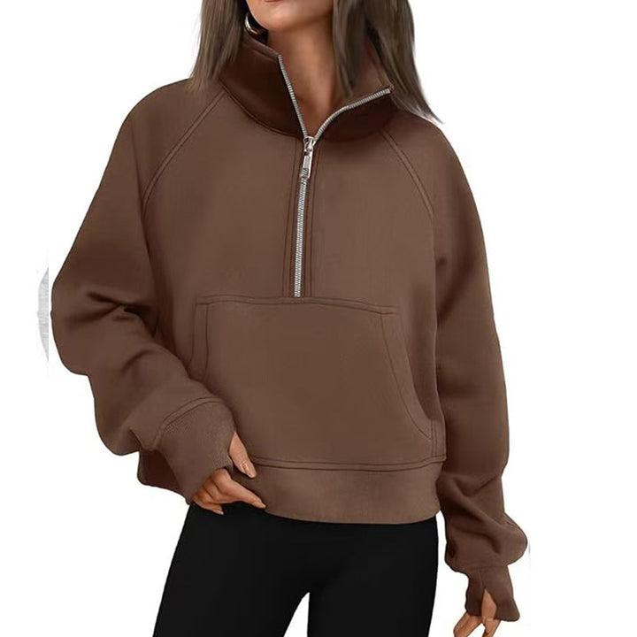 Women's Sporty Hoodie with High Collar Lisslune