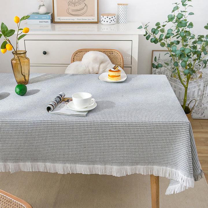 Lisslune | Waffle Modern Tablecloth, Knitted Fabric Lace Coffee Cloth, Round Tablecloth, Rectangular Tablecloth