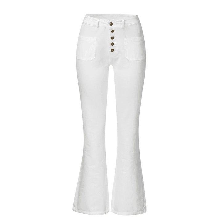 Damen Schlagjeans mit hohem Bund und retro Knopfdetails Lisslune