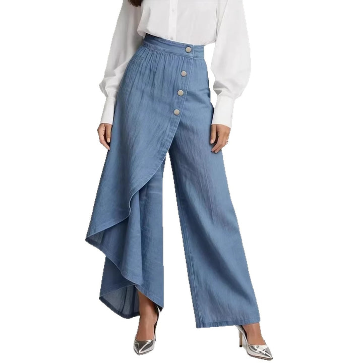 Damen Denim-Rock mit asymmetrischem Schnitt und Knopfdetails Lisslune