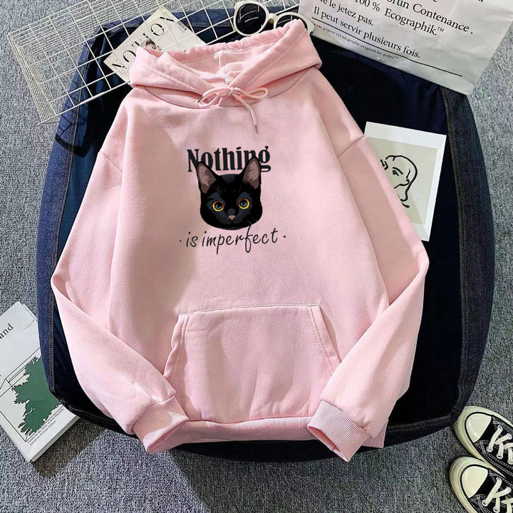Women's Cozy Hoodie with Artistic Cat Design Lisslune