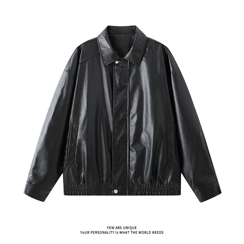 Men's elegant synthetic leather jacket with elastic waistband Lisslune