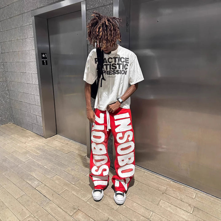 Women's leisure pants with trendy statement print Lisslune