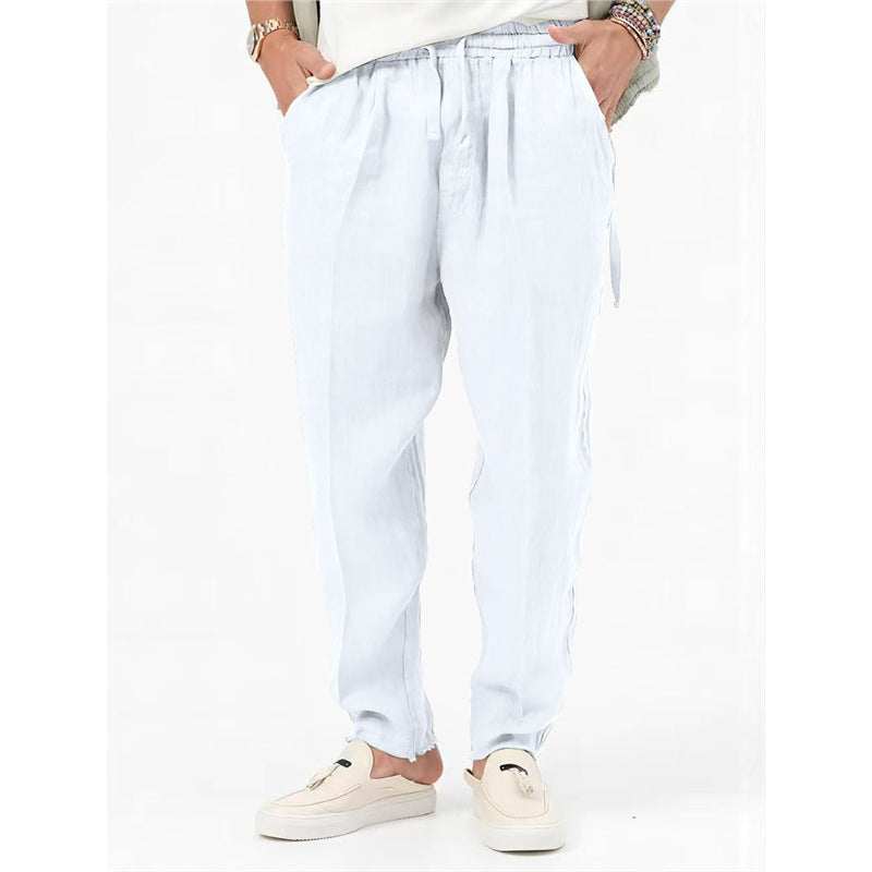 Men's airy summer pants with elastic waistband and side pockets Lisslune