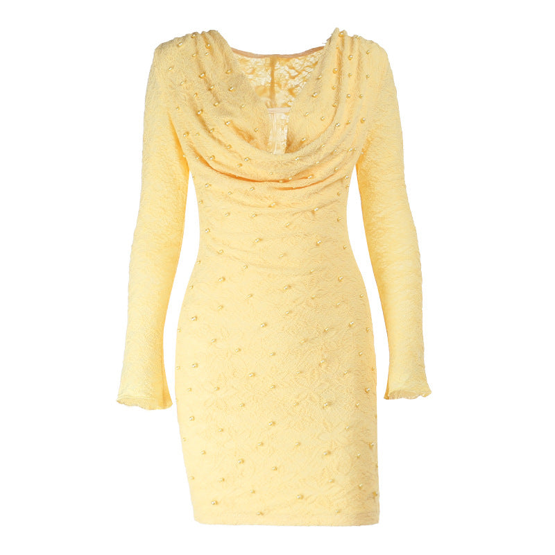 Women's mini dress with sophisticated neckline and long sleeve Lune London