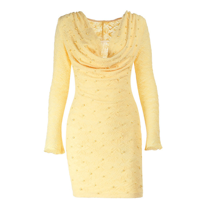 Women's mini dress with sophisticated neckline and long sleeve Lune London