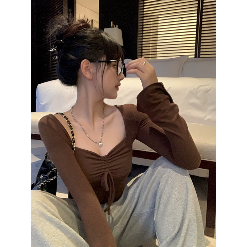 Women's Cropped Long Sleeve Shirt with Eye-catching Knot Detail Lisslune