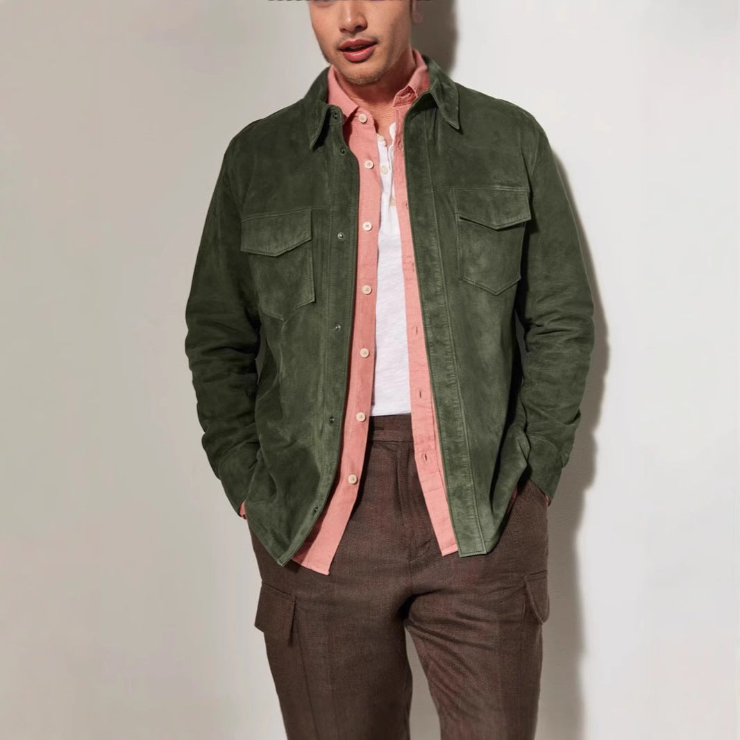 Men's Suede Jacket with two attached pockets and modern cut Lisslune