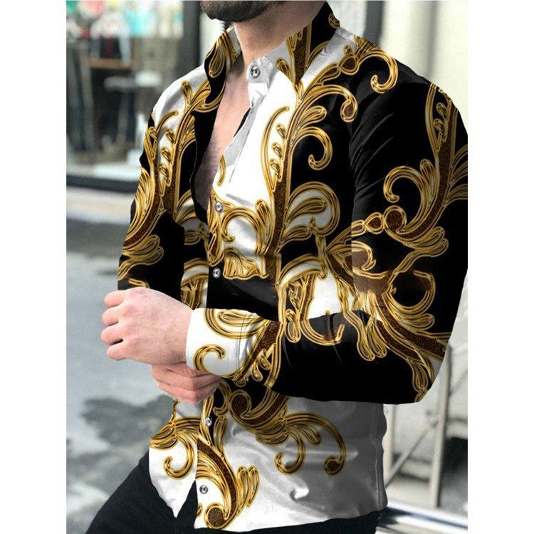 Men's long sleeve shirt with exclusive chain motif and elegant cut Lisslune