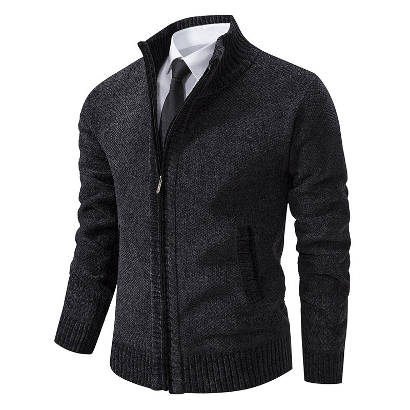 Men's elegant cardigan with modern zipper and high collar Lisslune